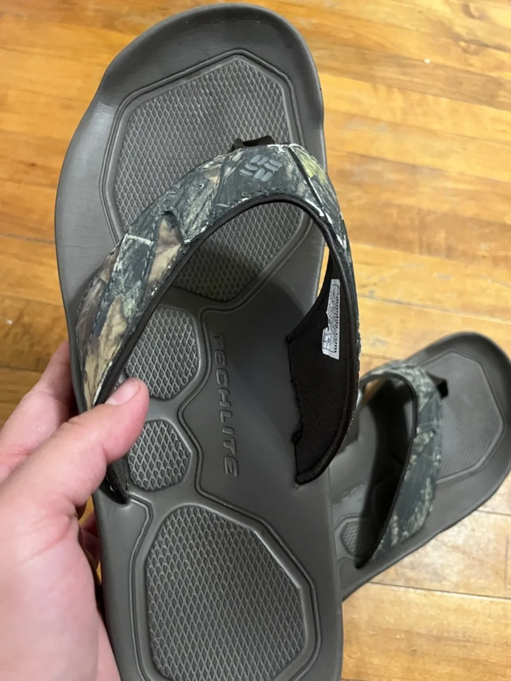 Columbia Black Flip Flop Sandals with Logoed Soles